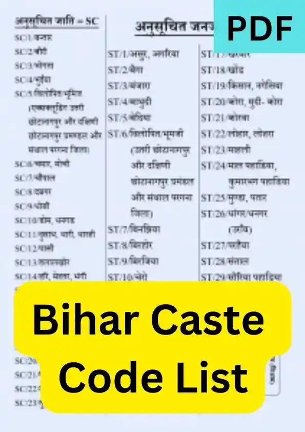 Bihar Caste Code List