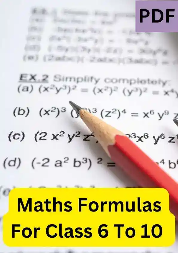 Maths Formulas For Class 6 To 10