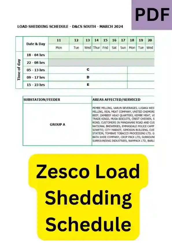 Zesco Load Shedding Schedule