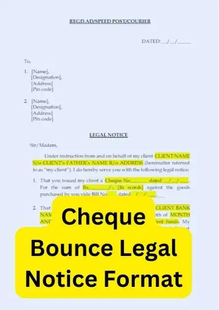 Cheque Bounce Legal Notice Format