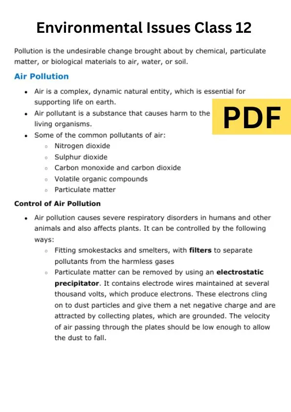 Environmental Issues Class 12 Notes