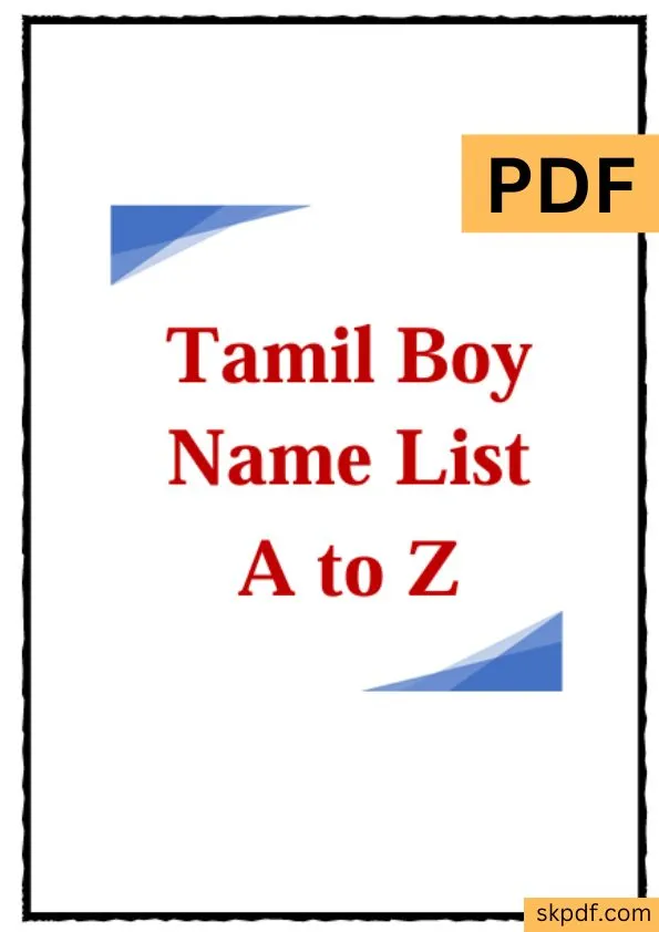 Tamil Boy Name List A To Z